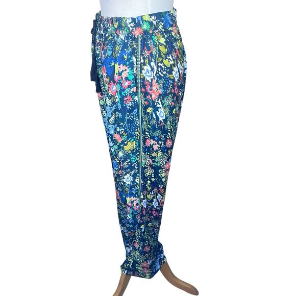 Lior Paris Floral Palazzo Pants w/Side-Seam Trim & Tie-Waist Oversized S fits M - Picture 7 of 10